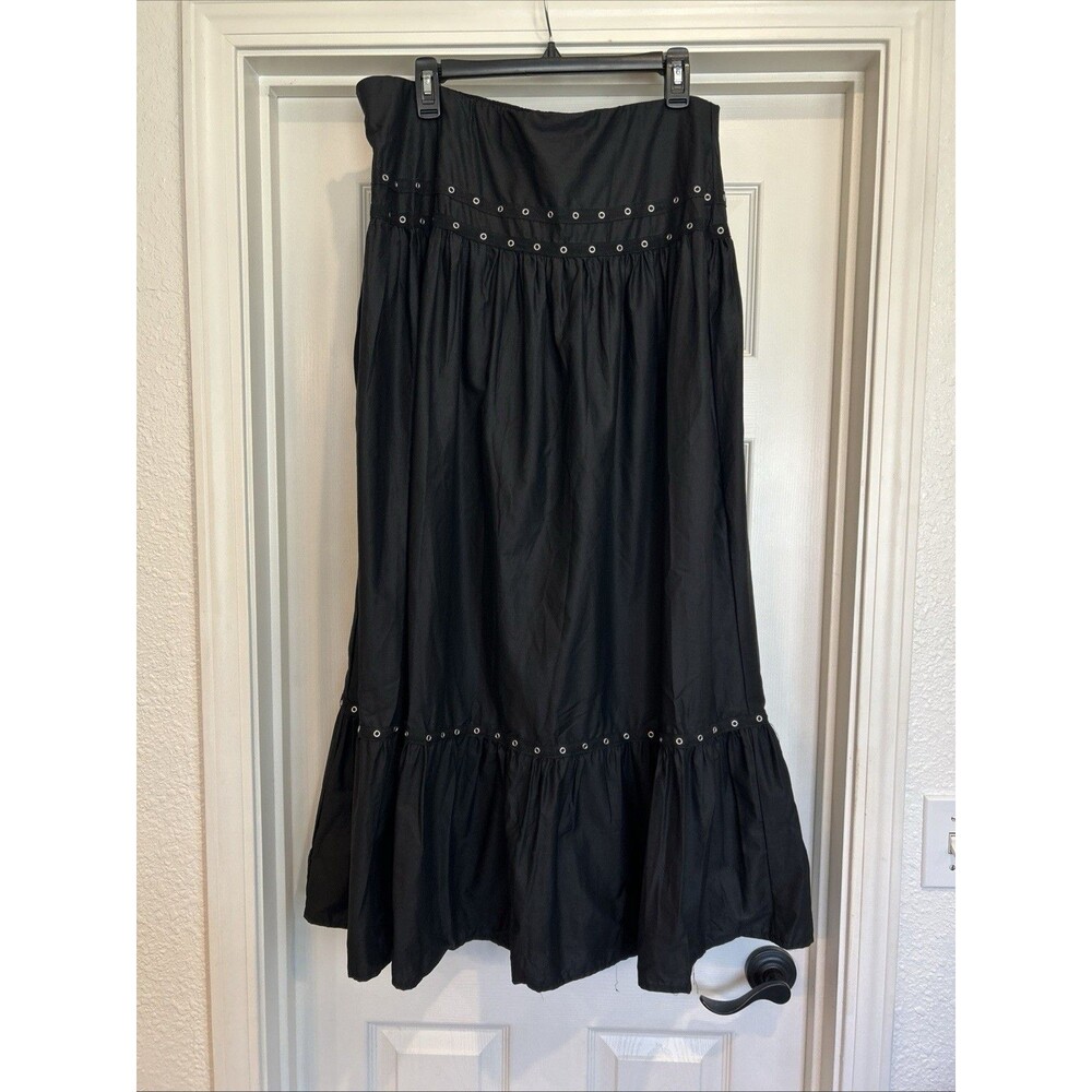 Hot Topic Black Metal Grommet Maxi Skirt Witchy Boho whimsigoth dark alt nwt